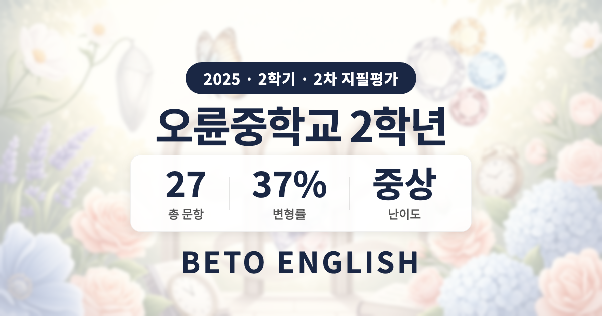 오륜중학교 2학년 2학기 2차 지필평가 영어 내신 분석 (2025)
